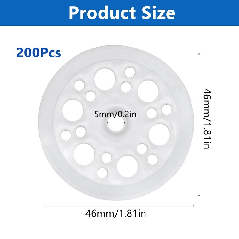 Pack of 200 Plastic Washers, 46 mm Plastic Washers, Polypropylene