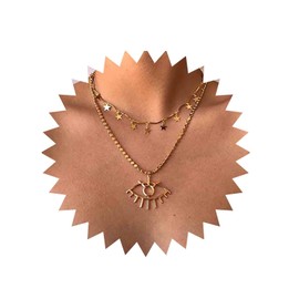 Yheakne Large Evil Eye Pendant Necklace Gold Dangle Star Choker Necklace Boho Layered Necklace Eyelash Necklace Chain Jewelry for Women Protection Necklace Gifts