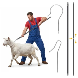 Lightweight Sheep Catcher Hook, 45"Carbon Shaft Leg Neck Goat Grabber Crook