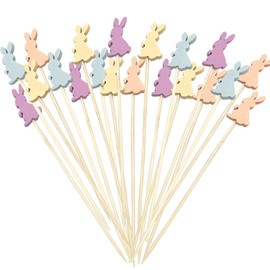 Rabbit Cocktail Toothpicks Easter Cocktail Picks Bamboo Sticks Skewers for Appetizers Fancy Toothpicks for Appetizers Charcuterie Boards Accessories Rabbit Easter Decoration (4.7 Inch 100 Count)