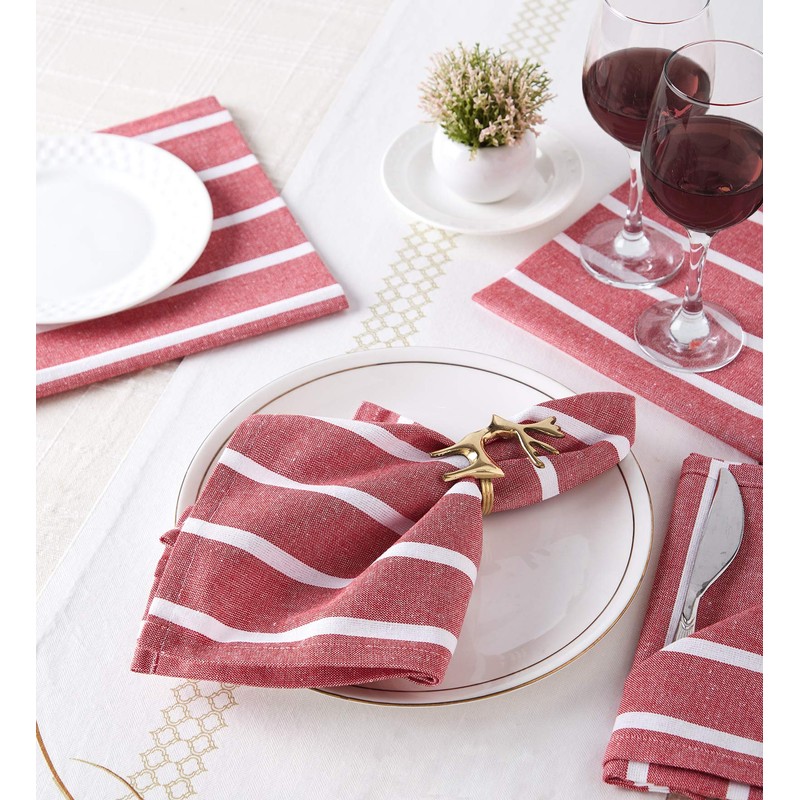 Encasa XO Cotton Napkins Set of 6 Roma Red Stripes