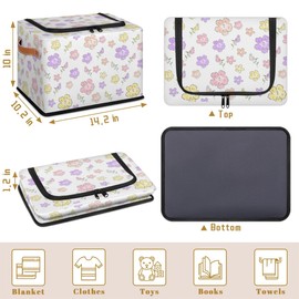 lakefvgk Flower Storage Bins With Lids, Foldable Storage Basket, Toy Storage Box, Used For Storing Clothes Blankets Pillows, 14.2 ”x 10.2" x 10"