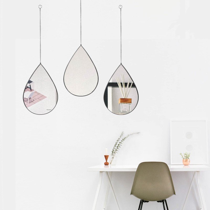 decanit Espejos negros para decoración de pared, espejos de lágrima