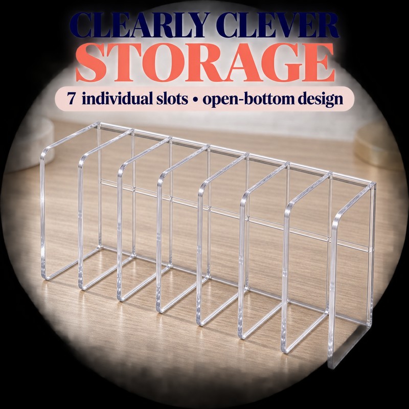 2-Pack 7-Slot Cosmetic Organizers for Makeup Storage – Clear Plastic