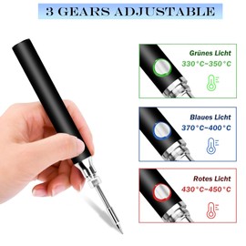 Cordless USB Soldering Iron Kit, 800mAh Battery, 3 Temperature Settings Soldering Iron Tool Kit for Home Appliance Repair, DIY