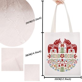 Swedish Horse Gift Scandi Nordic Gift Scandinavian Folk Norwegian Folk Horse Tote Bag for Horse Lovers Swedish Expat Gift (Folk Horse)