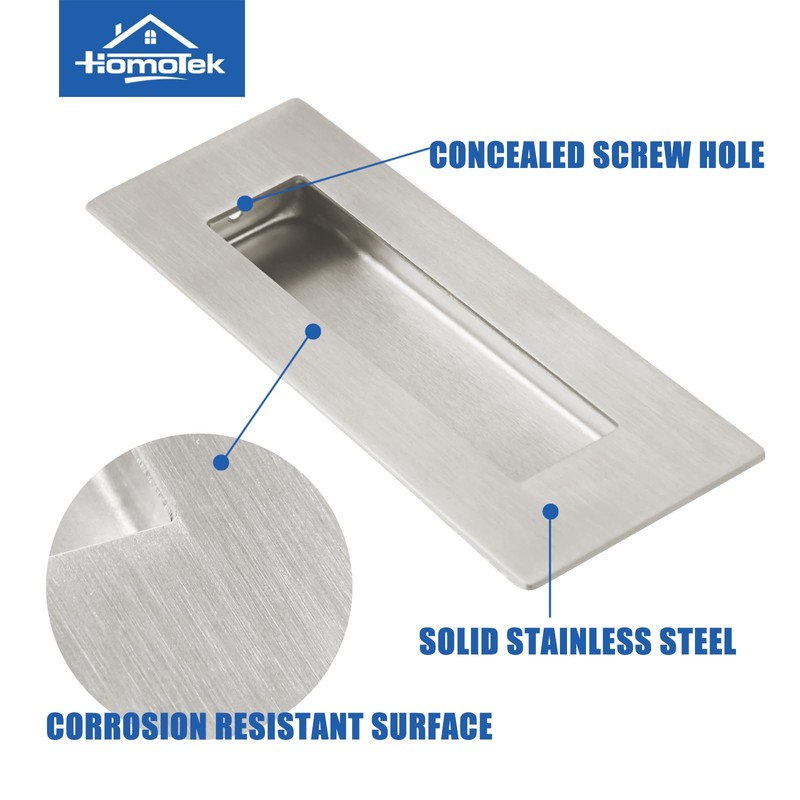 HOMOTEK 2 Pack 150mm Flush Sliding Closet Door Pulls, Recessed