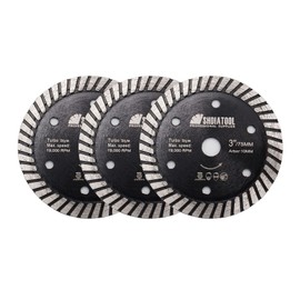SHDIATOOL Diamond Saw Blade for Concrete, 75 mm Diamond Cutting Disc for Granite, Marble, Stone, Hard Concrete, Reinforced Concrete with Bore 10 mm, 3 Pieces