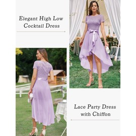 Wedtrend Lavender Women's High Low Bridesmaid Dresses with Sleeve,Semi Formal Prom Dress for Wedding Guest, Bridal Shower Dress RWT0209Lavender2XL