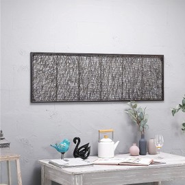 GUSUWOD Metal and Rattan Wall Decor, 17" W x 54" H, Dark Bronze