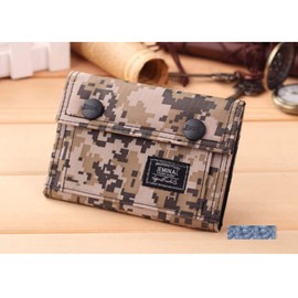 Men Boys Tri-fold Camouflage Color Wallet Casual Military Army Classic Canvas Purse Organizer with Zipper Coin Pouch Credit Card Holder with Chain for Travel and Daily Use Birthday Christmas Gifts