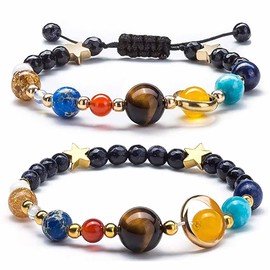Cubahop Star Bracelets Universe Galaxy Solar System Eight Planets Natural Stone Sky Agate Beaded Bracelets