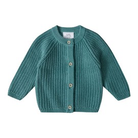 Stellou & friends Baby Cardigan for Girls and Boys, Unisex High-Quality and Soft Baby Clothing Made of 100% Cotton, I V, Oeko-Tex Certified, Green (sage)