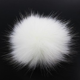 Furling Pompoms Faux Fox Fur Fluffy Pompom Ball for DIY Hats Shoes Scarves Keychain Accessories Pack of 16pcs 3.9in White