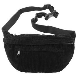 Bum Bag Women Men Cord Large Crossbody Bag Chest Bag Belt Bag Waist Bag Shoulder Bag for Travel School Work and Daily Use Gifts, black, Fashion & Leisure