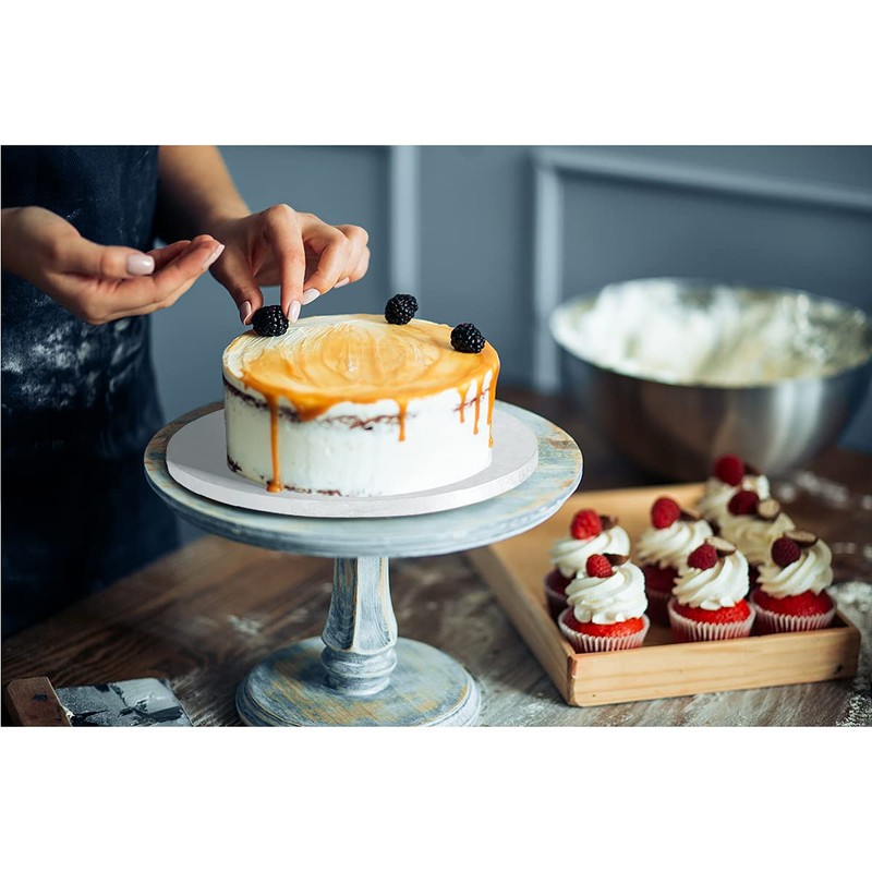 Silver Cake Drum Round 8 Inch Cake Boards with 1/2-Inch