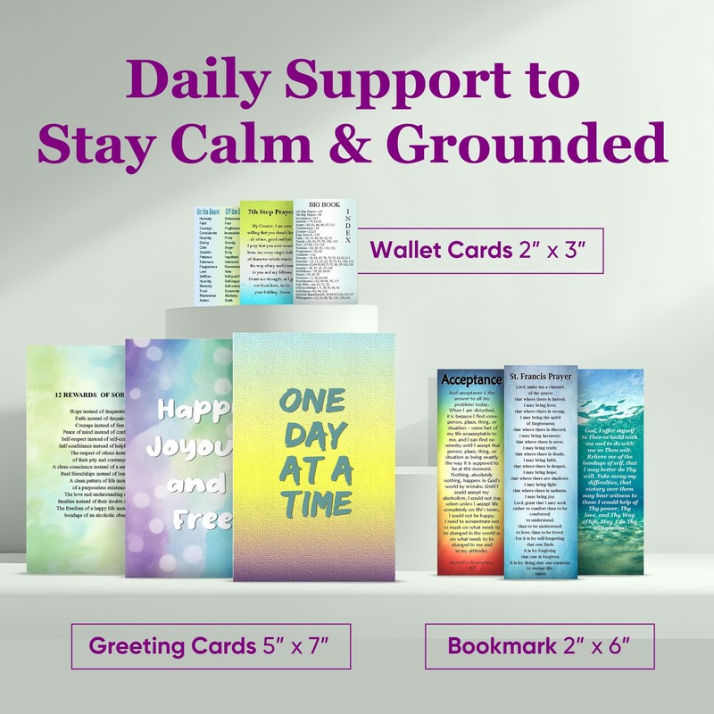 10 Pack Sobriety Cards for Wallet - AA 12 Step