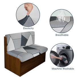 ByNaRIX RV Dinette Cushions Covers, RV Stretch Printed Sofa Seat Slipcovers Replacement Couch Cushion Cover Anti-Slip Camper Loveseat Sofa Furniture Beach Protector (2 Backrest Cover & 2 Bench Cover)