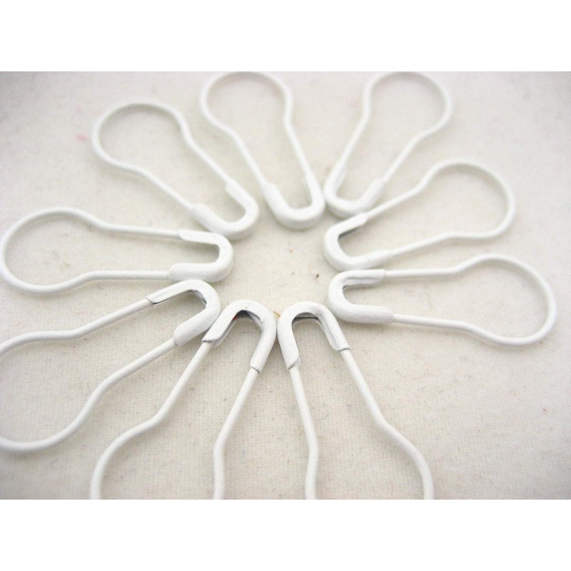 30pcs of Quality White 20mm Calabash Shape Safety Pin Pear