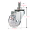2 Inch Clear Swivel Caster Wheels, M8×15 Threaded Stem, 77