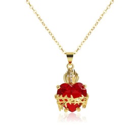 CHUQIU Gold Sacred Heart of Jesus Necklace for Women Red Imimaculate Heart of Mary Pendant Necklace Cross Religious Jewelry Christmas Gifts