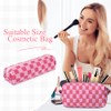 Aucuu 2 Pcs Makeup Bag Checkered Cosmetic Bag & Pencil
