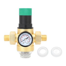 Water Pressure Regulator Brass G3/4 Water Pressure Reducer Valve with Gauge Stainless Steel Screen Filter for RV Travel
