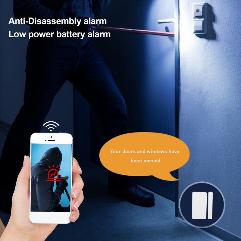 2pcs Door Sensor Wifi Window Alarm Phone Remote Control Safety
