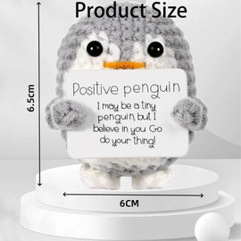 JYNARIX Positive Penguin Cute Potato 2.6 Inch Knitted Toy with Positive Card, Crochet Encourage Penguin Creative Plush Emotional Support Penguin for Birthday Party Decoration