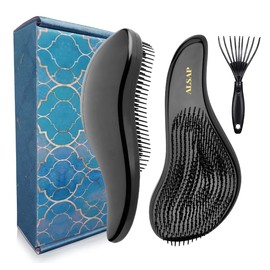Alsap Black Tangle Teaser Hair Brush Women Thick - Detangler Hair Brush for Curly Hair Kids - Wet Brush Pro Detangle Hair Brush for Adults, Hairbrushes for Women, Girls, Men, Kids