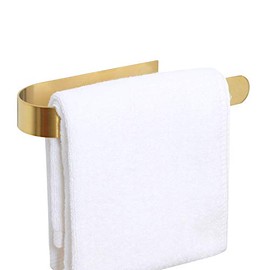 HouseAid Self Adhesive Hand Towel Holder for Bathroom, Stainless Steel Adhesive Towel Bar, No Drilling Modern Hand Towel Hanger, Brushed Gold