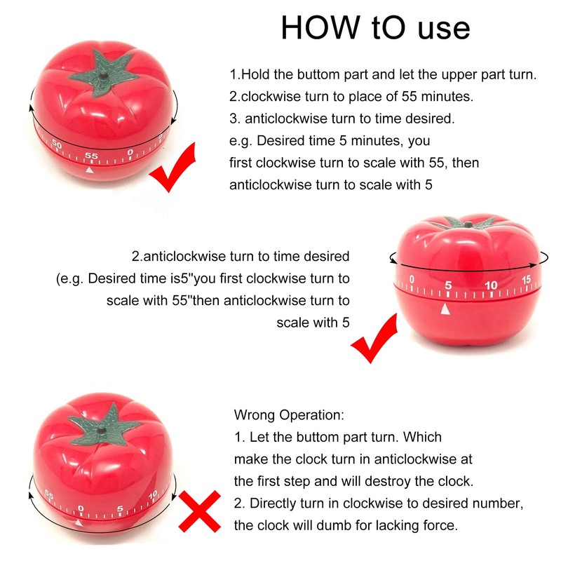 yueton yueton Manual Mechanical Tomato Timer -Ring Alarm Kitchen Timer