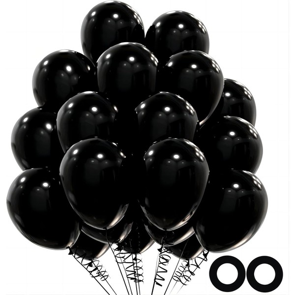 OHugs Black Balloons - Pack of 50 12 Inch Black Party Balloons Made of Strong Thick Latex for Birthday Decorations, Halloween, Kids Party, Weddings, Funeral and Events Decorations