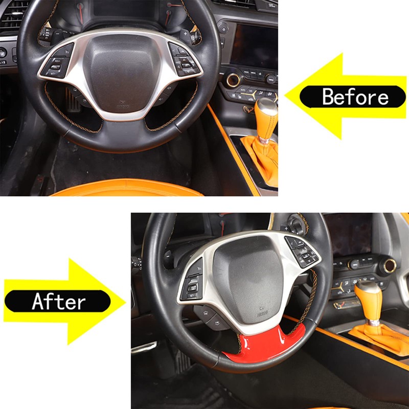 Steering Wheel Decorative Cover Trim ABS 1PCS Compatible with Corvette