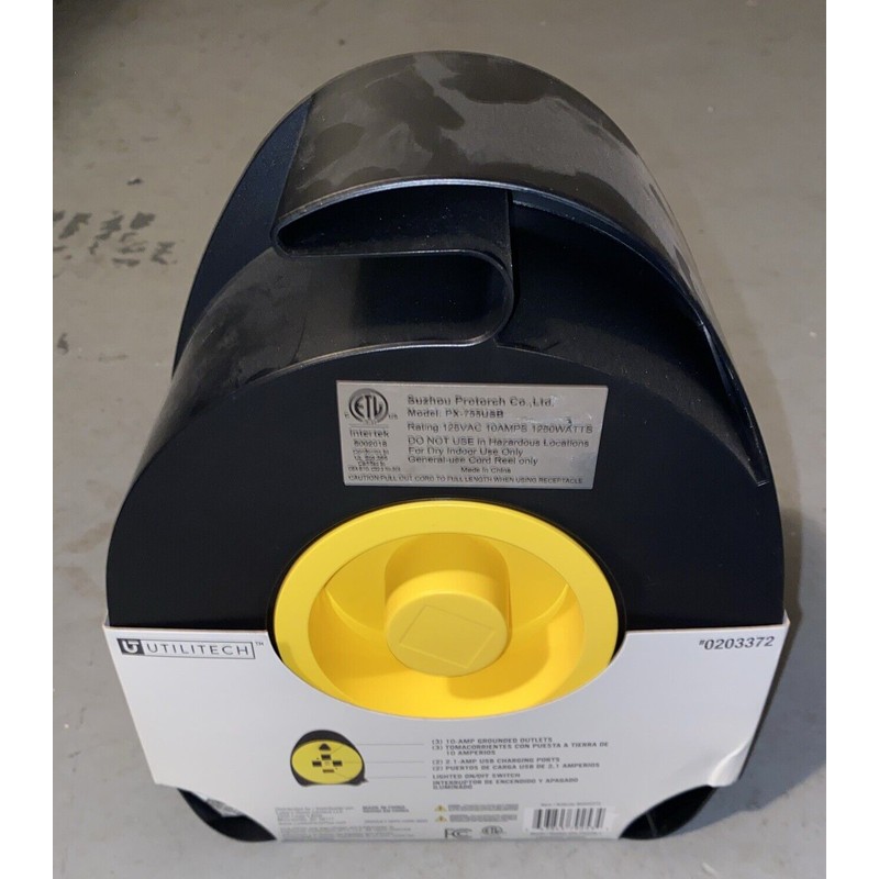 Utilitech Extension Cord Reel 20' Cord Hand Wind Retractable 3