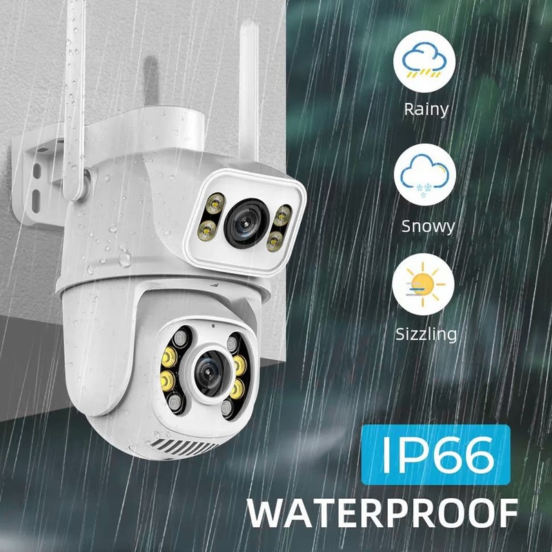 Dual Lens Security Camera Two Night Vision 3MP IP66 2304x2592
