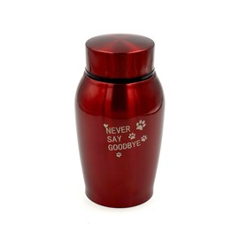 Little Family Members Pet Cremation Urn Engraved Stainless Steel | for Small Pets up to 20 Pounds | Red | Beautiful Memorial for Dogs, Cats, Birds, Rabbits, Horses, and More