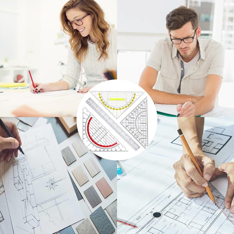 Set Square Flexible, Set of 4 Ruler Set, Set Squares