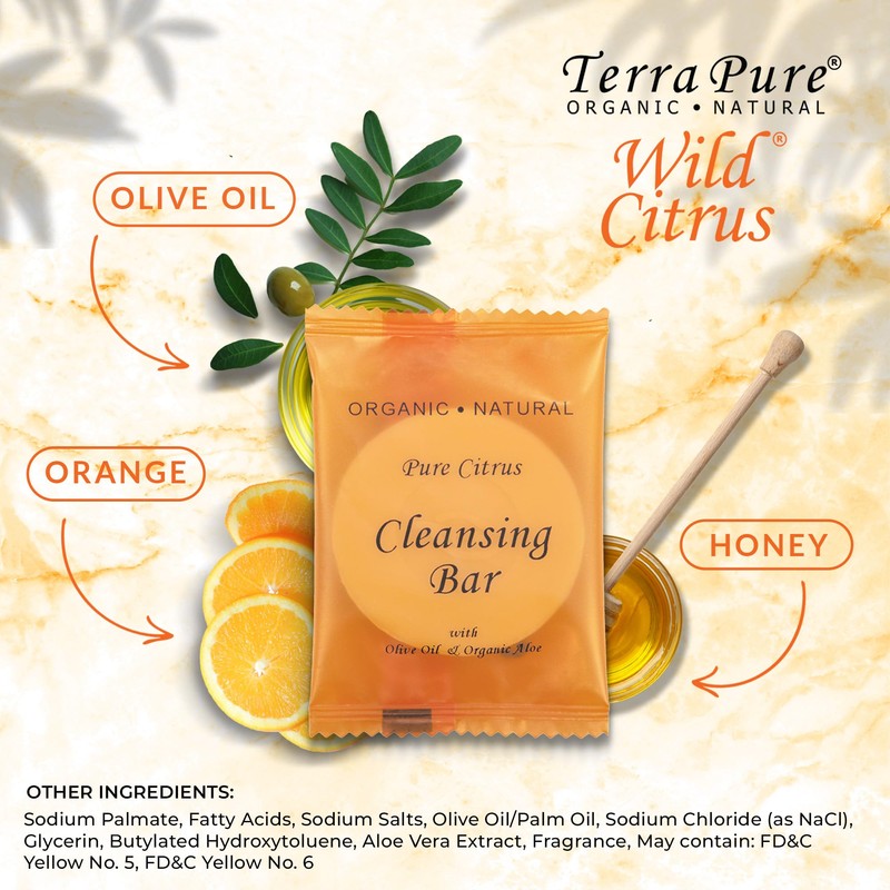 Terra Pure Wild Citrus Cleansing Bar, Travel Size Hotel, 1