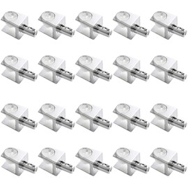 UFURMATE Glass Shelf Bracket Pegs, 20Pcs Adjustable Frameless Glass Shelf Pegs Zinc Alloy Polished Chrome Trapezoid Glass Clamp Clips with Pin Wall Mounted Shelf Holders Supports for 3-8mm Thick Glass