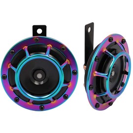 Motorcycle Horn, 12V 150dB Super Lound Compact Grill-Mount Electric Disc Car Motorcycle Air Horn for Car SUVs Boats Colorful