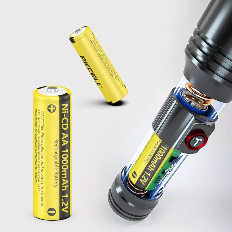 PKCELL 2x AA Rechargeable Batteries NiCD 1000mAh 1.2V Garden Solar