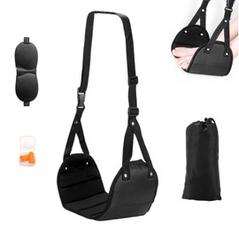 Aeroplane Footrest, Footrest Made of Premium Memory Foam, Portable, Adjustable, Elastic Nylon Fabric, Aeroplane Leg Rest, Foot Hammock, Airplane Gadgets for Long Flights