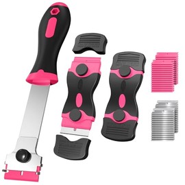 Ywmoml Juego de 3 piezas de raspador de cuchilla de afeitar, incluye 30 cuchillas de plástico y 30 de metal, herramienta multiusos para vidrio, estufa