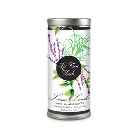 Lemon Lavender Green Tea by La Tea Dah | Antioxidant Rich Lavender Tea Made with Lightly Caffeinated Green Tea Leaves, Lavender Flowers, & Lemongrass | Floral Tea Gift Collection (12 Sachets)