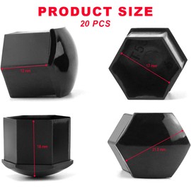 MOLIMOLI Pack of 21 Car Bolt Cover 17 mm Black Car Bolt Cover Bolt Cover with Car Removal Tools and Durable Protection for Your Rims