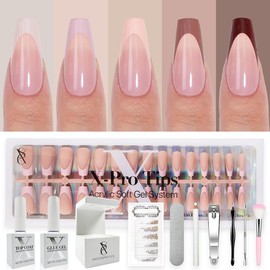 SXC Cosmetics X-Pro Tips French Tip Press On Nails, Skin Tone Series Starter Kit  for DIY Nail Art Nail Polish Polish Gel Extension Nailcare:_ST120KIT-M Coffin