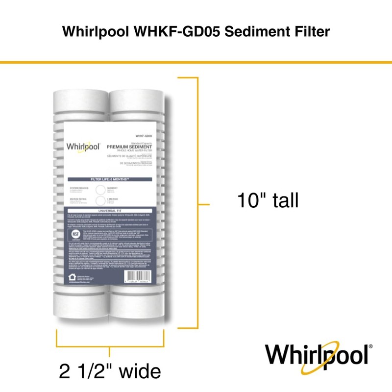 Whirlpool 10" x 2.5" Whole Home Standard Capacity Sediment Filters