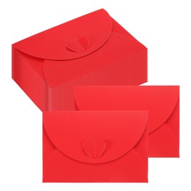 PATIKIL 4.1 x 2.8 Inch Mini Card Envelopes, 50PCS Cute Envelopes Holder with Heart Clasp for Birthday Weddings Favors Business Greeting Cards, Red