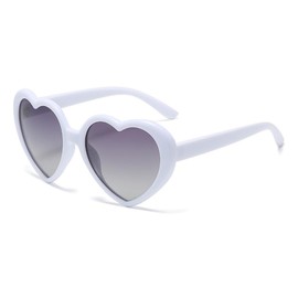 qinqilanqi-S Polarised Oversized Heart Retro Sunglasses Cute Glasses Women Men Sunglasses UV Protection, White/Gradient Grey